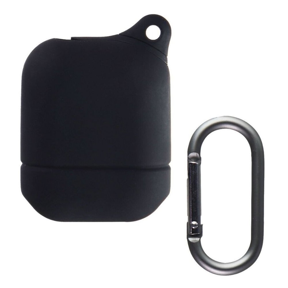 Key Silicone Soft Case with Clip for Apple AirPods 1st and 2nd Gen - Black